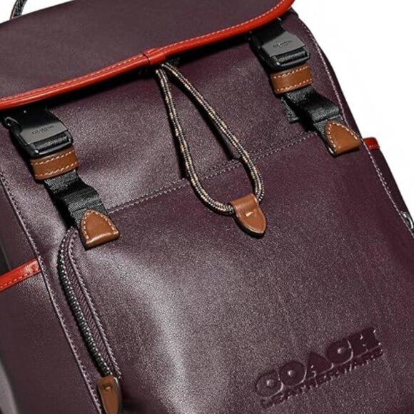 Coach Backpack Mens League Flap Large Leather Oxblood Red C5342 Laptop Sleeve - Picture 13 of 13